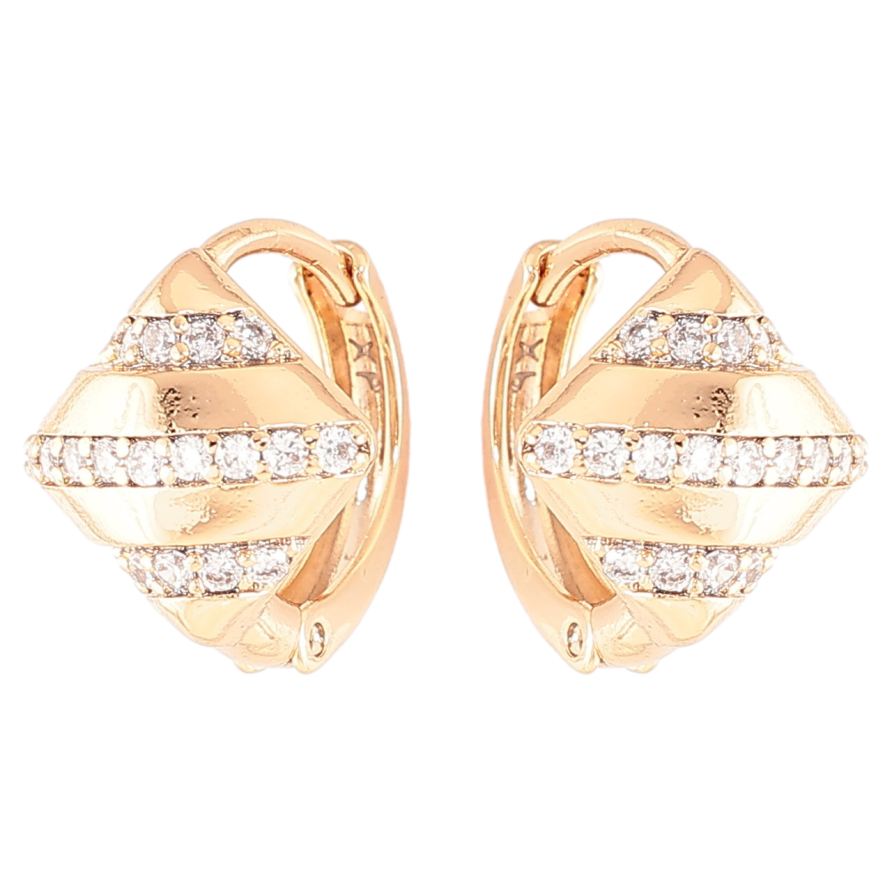 Сережки Xuping Позолота 18K колечка «Ромби з доріжками цирконію» фото №1 Сережки Xuping Позолота 18K колечка «Ромби з доріжками цирконію» фото №1