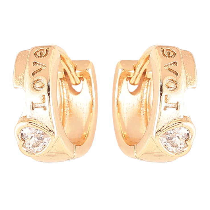 Серьги Xuping Позолота 18K колечки Love с кристальными сердечками фото №6 Серьги Xuping Позолота 18K колечки Love с кристальными сердечками фото №6