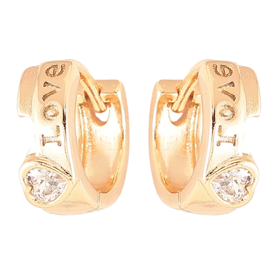 Серьги Xuping Позолота 18K колечки Love с кристальными сердечками фото №1