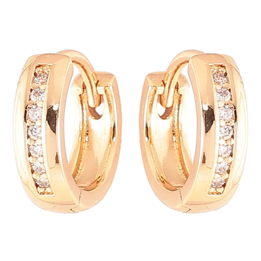 Сережки Xuping Позолота 18K колечка «Доріжки цирконію» фото №1