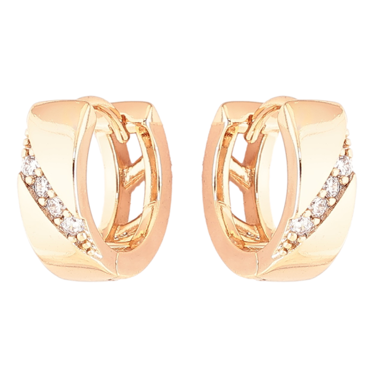 Серьги Xuping Позолота 18K колечки Узор с дорожками циркония фото №1 Серьги Xuping Позолота 18K колечки Узор с дорожками циркония фото №1