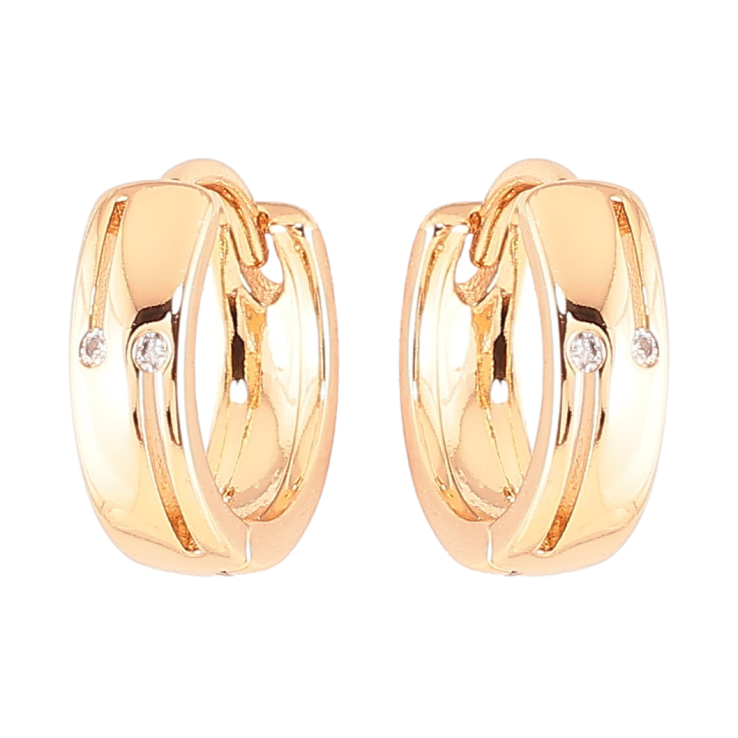 Серьги Xuping Позолота 18K колечки Узор с вставками циркония фото №2 Серьги Xuping Позолота 18K колечки Узор с вставками циркония фото №2