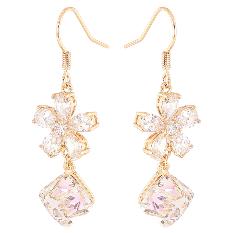 Серьги Xuping цвет 18K с кристаллами Swarovski французский замок Кристальный цветок с кубом Paradise фото №1 Серьги Xuping цвет 18K с кристаллами Swarovski французский замок Кристальный цветок с кубом Paradise фото №1