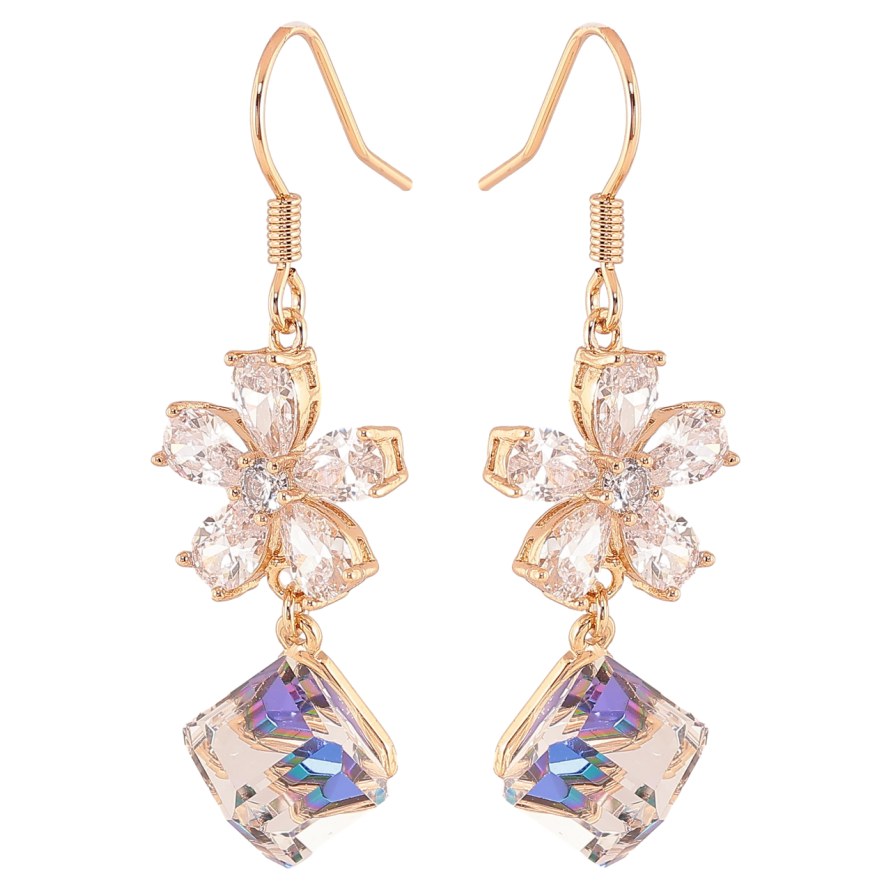 Серьги Xuping цвет 18K с кристаллами Swarovski французский замок Кристальный цветок с кубом Capri Blue фото №1 Серьги Xuping цвет 18K с кристаллами Swarovski французский замок Кристальный цветок с кубом Capri Blue фото №1