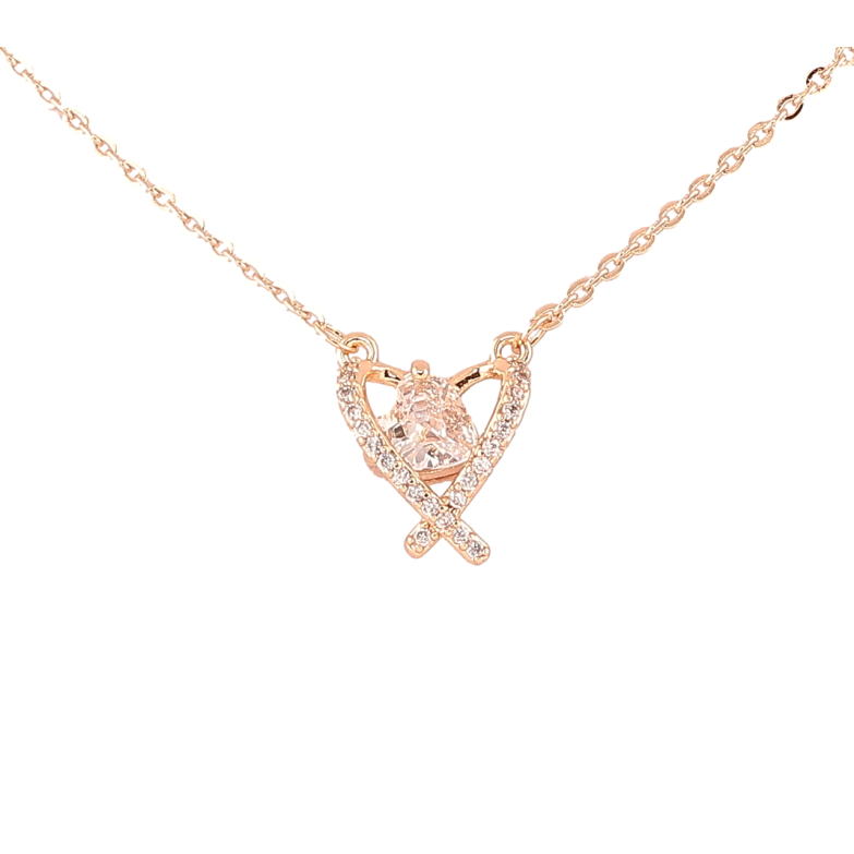 Підвіска на ланцюжку Xuping Позолота 18K «Декоративне сердечко з цирконієм» довжина 47,57см х 1мм фото №1