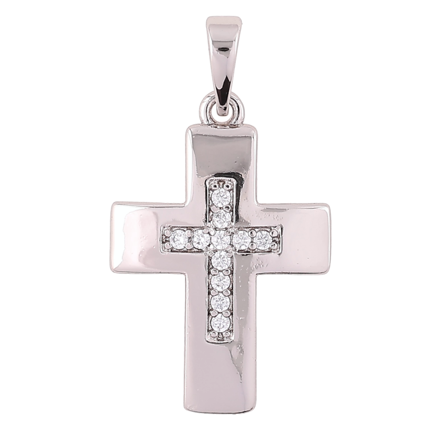 Кулон Xuping Родий Крест с цирконием для цепочки до 6мм фото №1 Кулон Xuping Родий Крест с цирконием для цепочки до 6мм фото №1