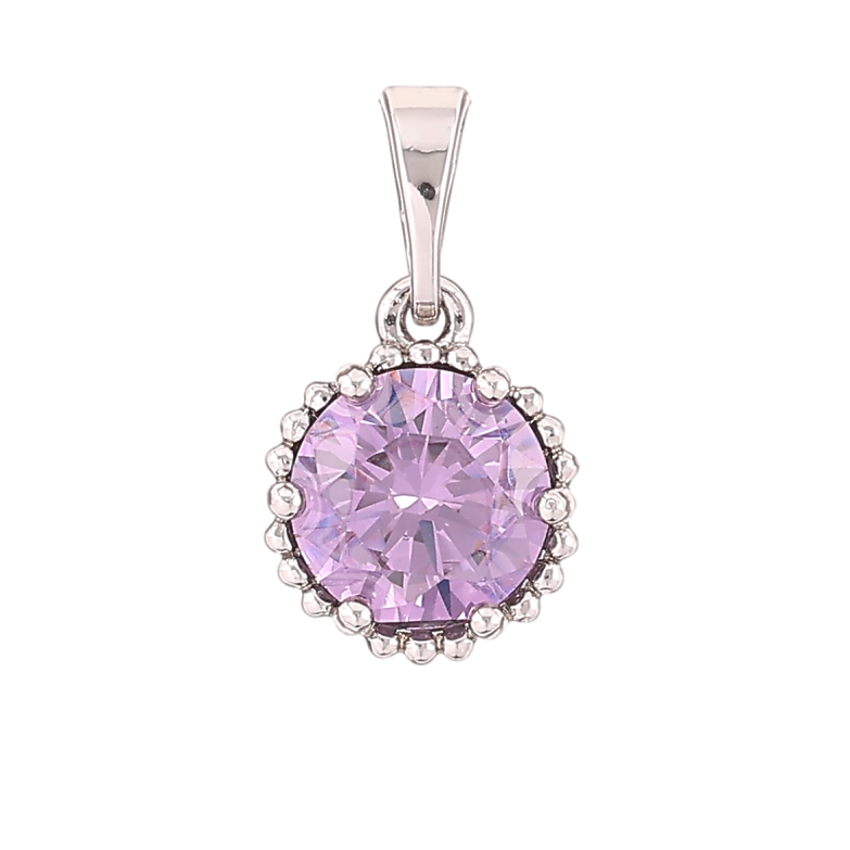 Кулон Xuping Родий Сиреневый фианит, ø 9мм для цепочки до 5мм фото №1