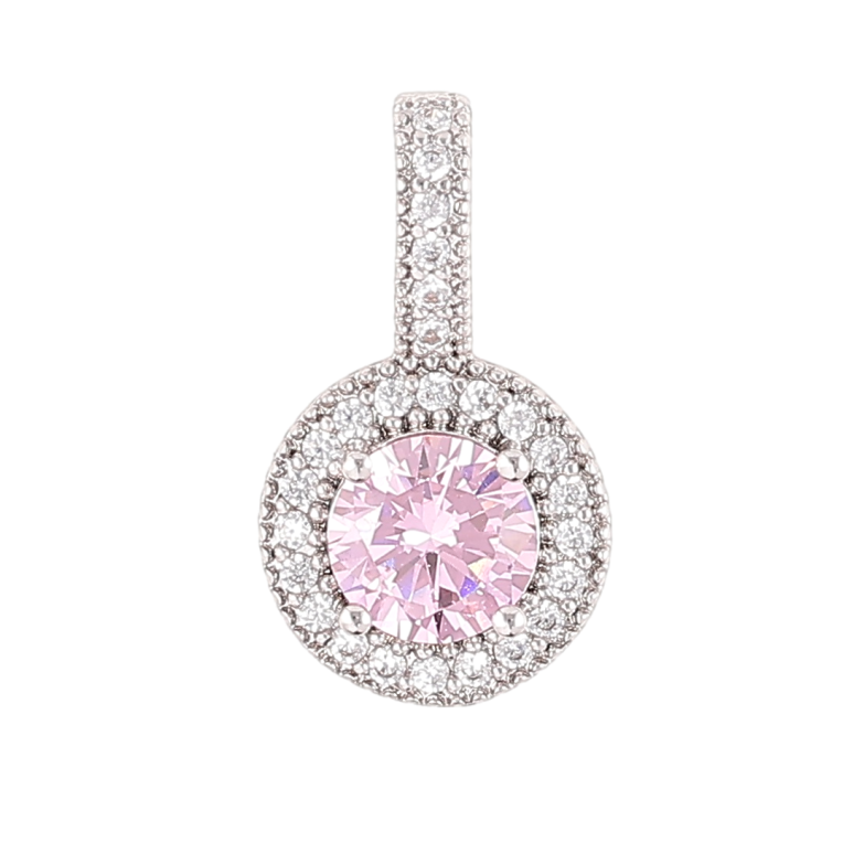 Кулон Xuping Родій «Рожевий фіаніт в обрамленні цирконію» для ланцюжка до 4мм фото №1