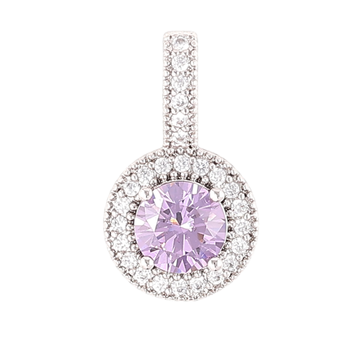 Кулон Xuping Родій «Бузковий фіаніт в обрамленні цирконію» для ланцюжка до 4мм фото №19