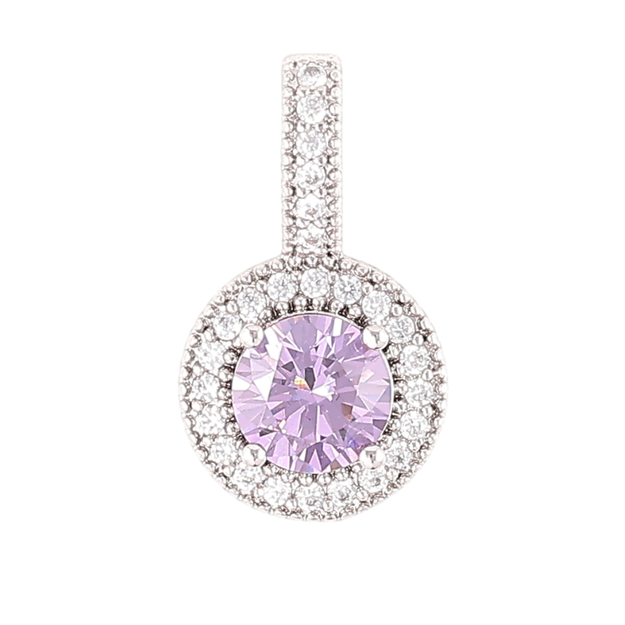 Кулон Xuping Родій «Бузковий фіаніт в обрамленні цирконію» для ланцюжка до 4мм фото №1