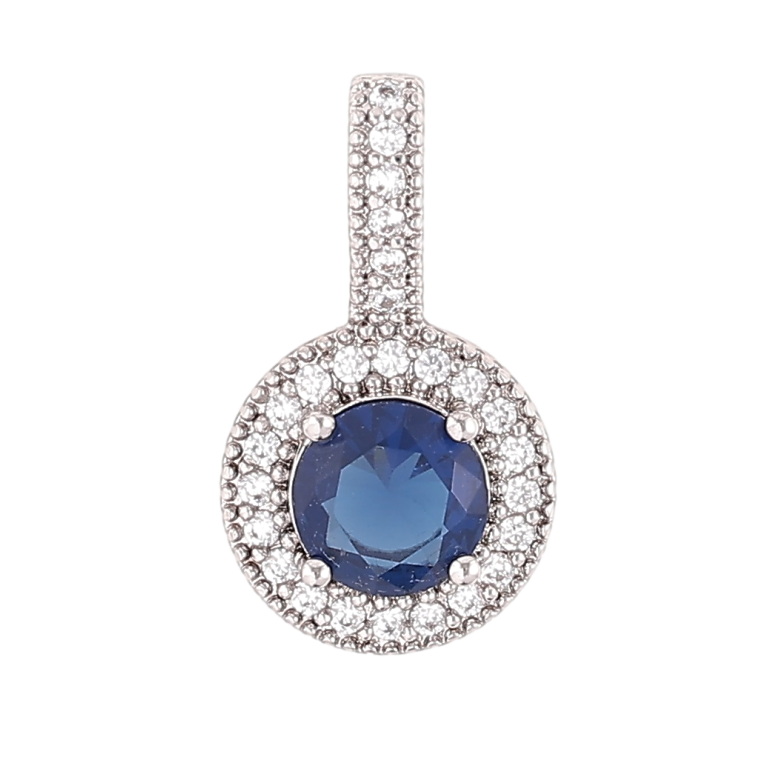 Кулон Xuping Родій «Синій фіаніт в обрамленні цирконію» для ланцюжка до 4мм фото №1