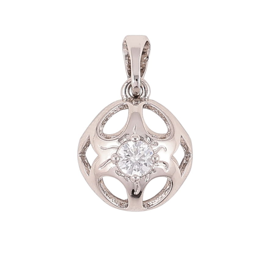 Кулон Xuping Родій «Різьблена кулька з кристалом, ø 11мм» для ланцюжка до 5мм фото №1