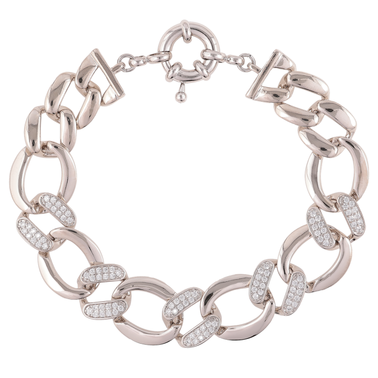 Браслет Xuping Родий Звенья цепочки с цирконием размер 19см х 12-14мм фото №13