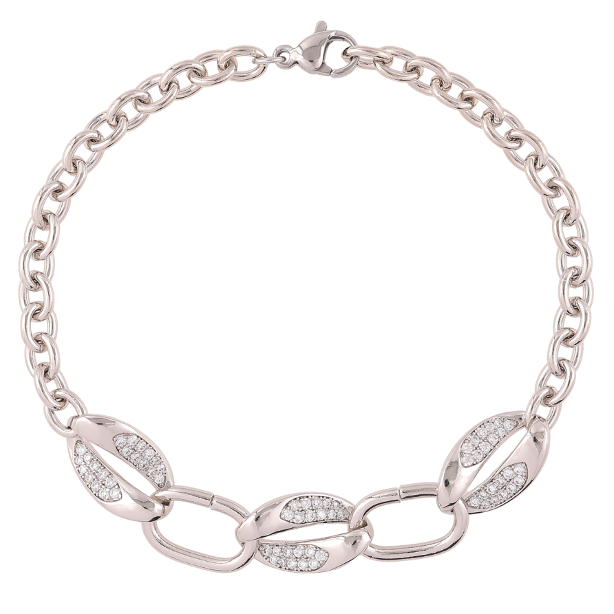 Браслет Xuping Родий Цепочка Якорная и вставка звенья с цирконием размер 19см х 4.5мм фото №1 Браслет Xuping Родий Цепочка Якорная и вставка звенья с цирконием размер 19см х 4.5мм фото №1