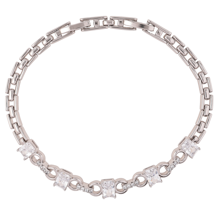 Браслет Xuping Родий Декоративный узор с фианитами размер с доп. замком 17,19см х 4мм фото №3 Браслет Xuping Родий Декоративный узор с фианитами размер с доп. замком 17,19см х 4мм фото №3