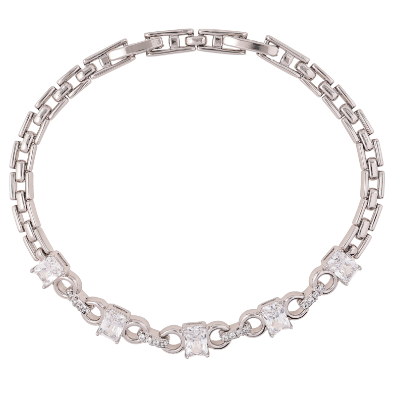 Браслет Xuping Родий Декоративный узор с фианитами размер с доп. замком 17,19см х 4мм фото №1 Браслет Xuping Родий Декоративный узор с фианитами размер с доп. замком 17,19см х 4мм фото №1