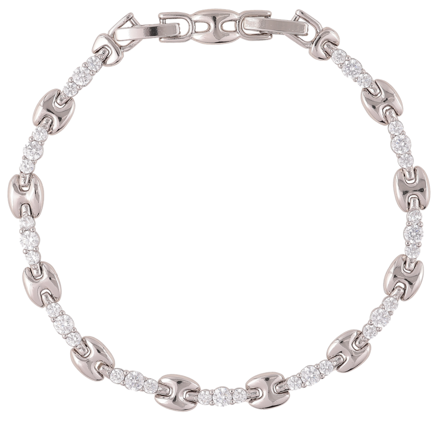 Браслет Xuping Родій «Візерунок з цирконієм і фігурними ланками» розмір з доп. замком 17.5,19.5см х 3-5мм фото №1 Браслет Xuping Родій «Візерунок з цирконієм і фігурними ланками» розмір з доп. замком 17.5,19.5см х 3-5мм фото №1