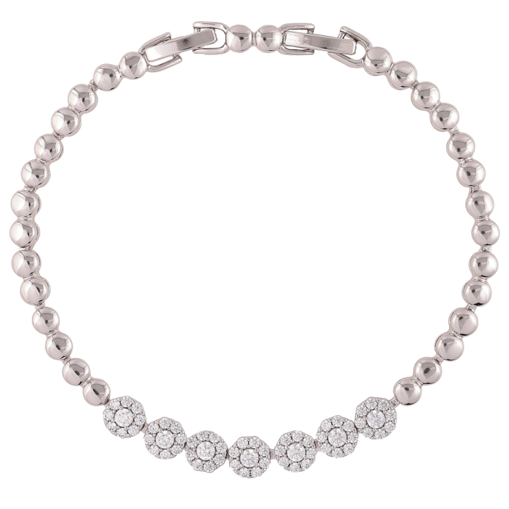 Браслет Xuping Родий Узор с цирконием размер с доп. замком 17.5,19.5см х 4мм фото №2