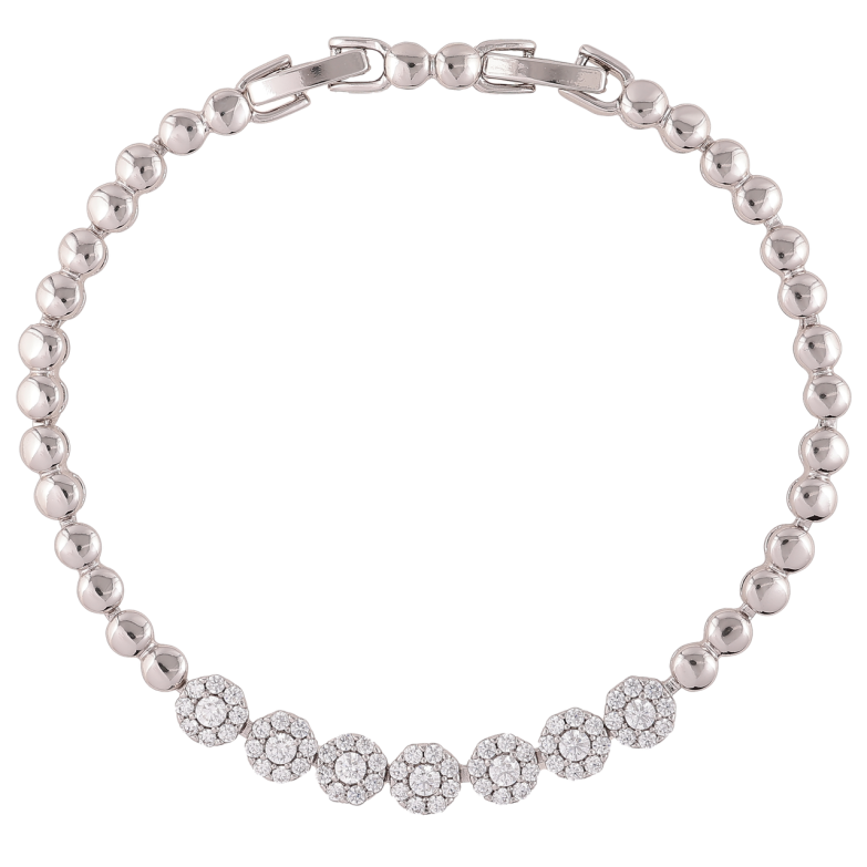 Браслет Xuping Родій «Візерунок з цирконієм» розмір з доп. замком 17.5,19.5см х 4мм фото №1