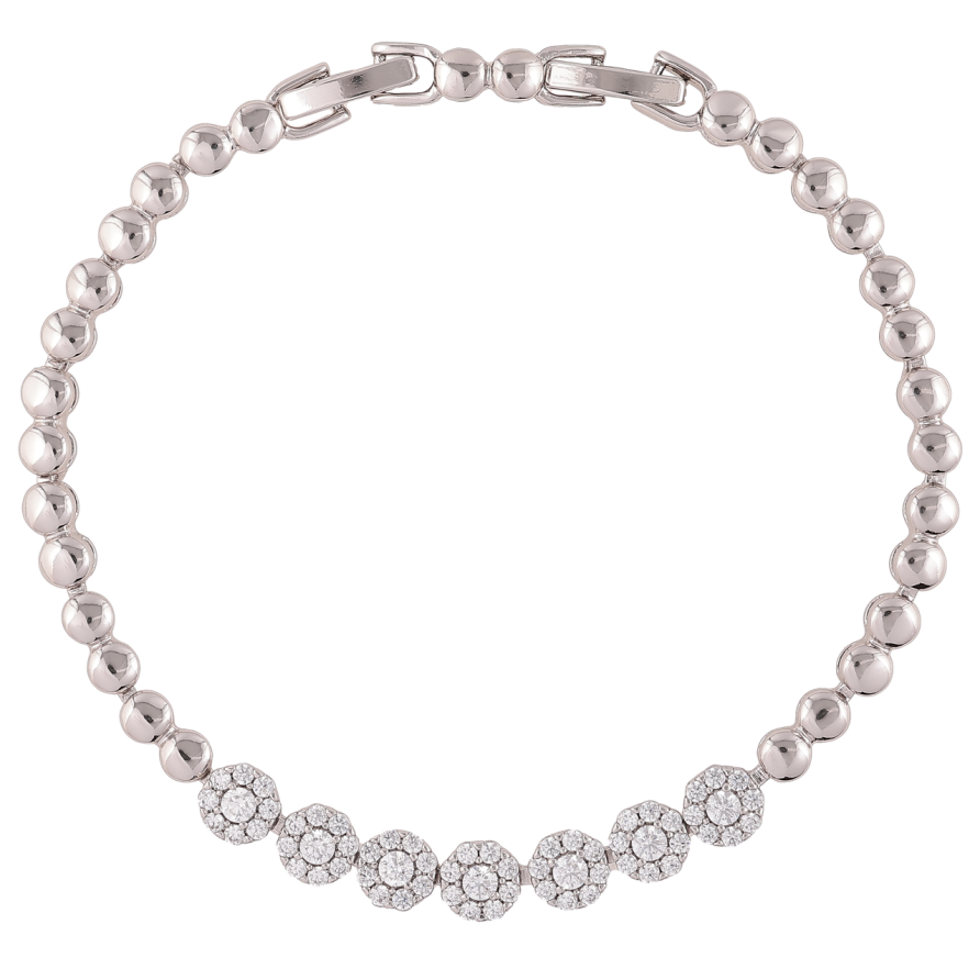 Браслет Xuping Родий Узор с цирконием размер с доп. замком 17.5,19.5см х 4мм фото №1