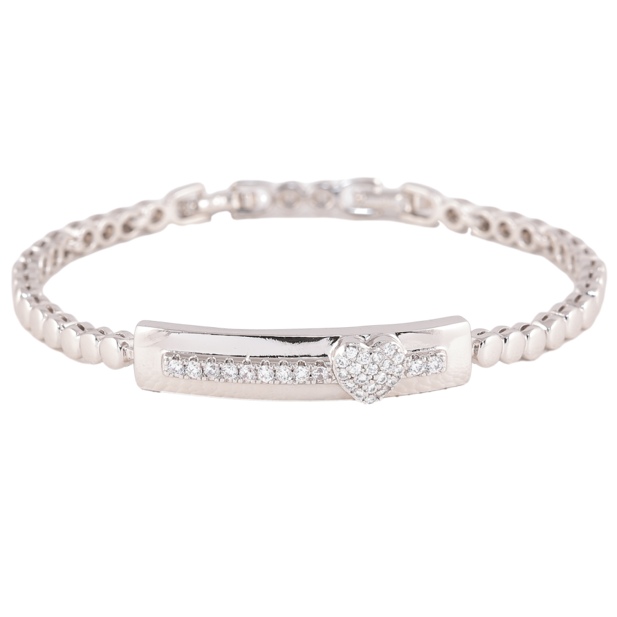 Браслет Xuping Родий Дорожка циркония с сердечком размер с доп. замком 17,19см х 3мм фото №1 Браслет Xuping Родий Дорожка циркония с сердечком размер с доп. замком 17,19см х 3мм фото №1