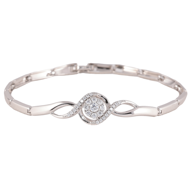 Браслет Xuping Родій «Візерунок з цирконієм» розмір 19см х 3мм фото №1 Браслет Xuping Родій «Візерунок з цирконієм» розмір 19см х 3мм фото №1