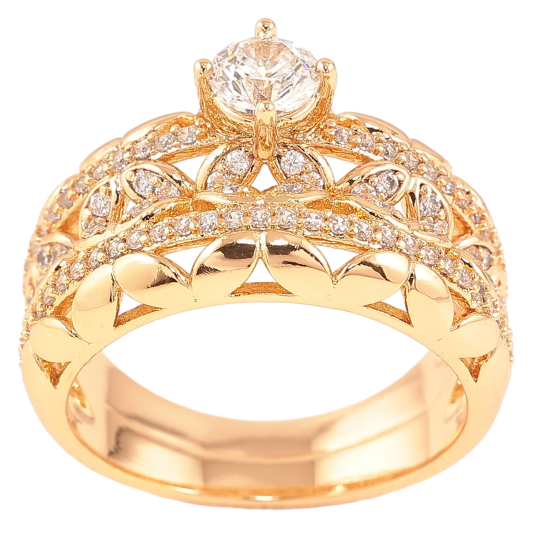 Кольцо Xuping Позолота 18K Двойное с инкрустацией цирконием фото №1