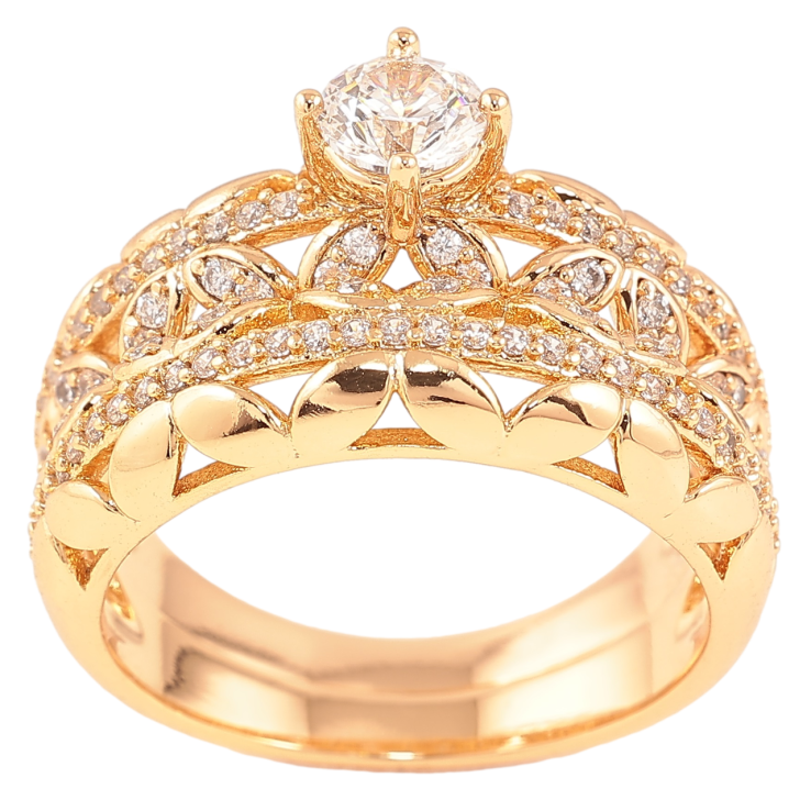 Каблучка Xuping Позолота 18K «Подвійне з інкрустацією цирконієм» фото №15