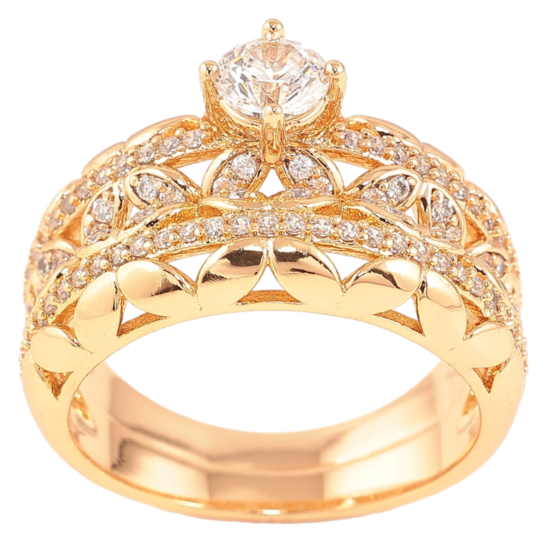 Кольцо Xuping Позолота 18K Двойное с инкрустацией цирконием фото №1 Кольцо Xuping Позолота 18K Двойное с инкрустацией цирконием фото №1