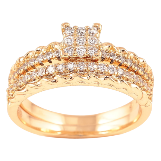 Кольцо Xuping Позолота 18K Двойное с инкрустацией цирконием фото №1