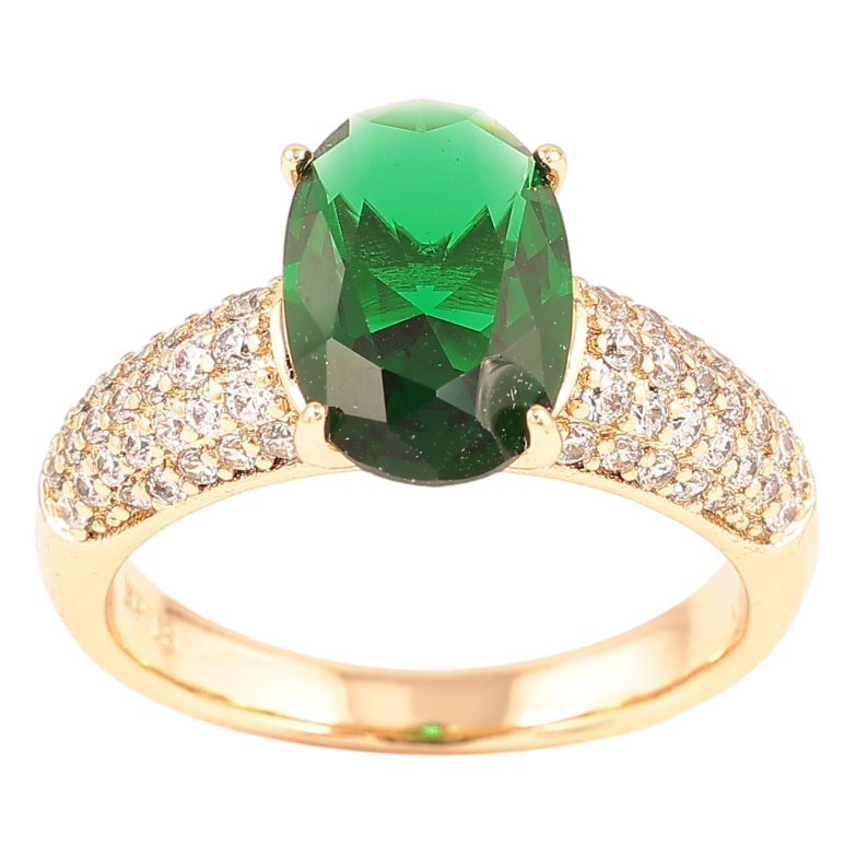 Каблучка Xuping Позолота 18K «Інкрустація цирконієм з зеленим фіанітом» фото №1