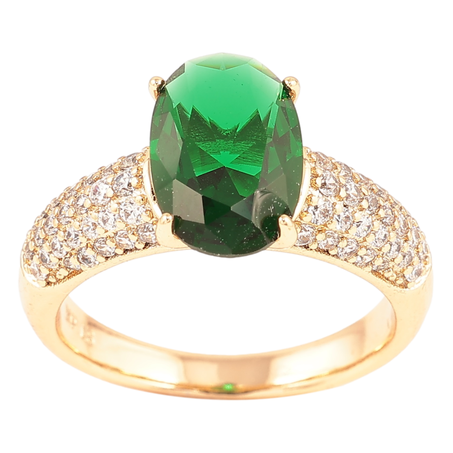 Каблучка Xuping Позолота 18K «Інкрустація цирконієм з зеленим фіанітом» фото №1