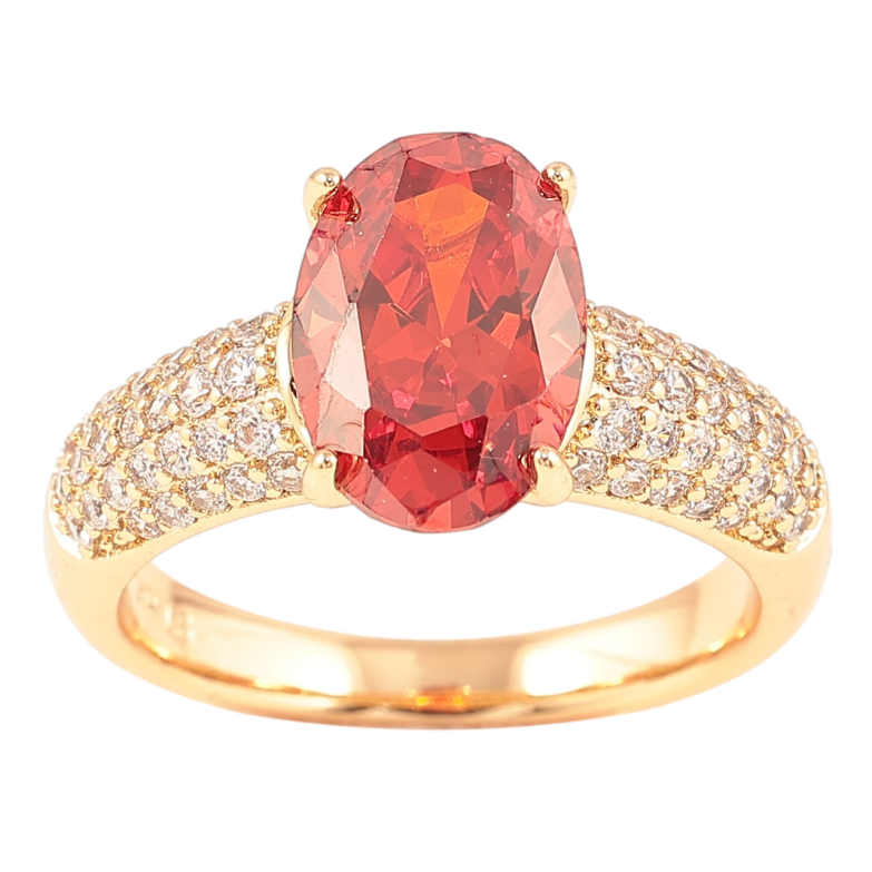 Кольцо Xuping Позолота 18K Инкрустация цирконием с красным фианитом фото №1