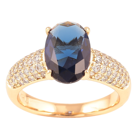 Кольцо Xuping Позолота 18K Инкрустация цирконием с синим фианитом фото №1 Кольцо Xuping Позолота 18K Инкрустация цирконием с синим фианитом фото №1