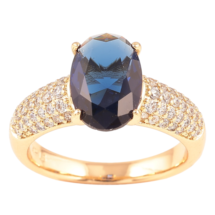 Кольцо Xuping Позолота 18K Инкрустация цирконием с синим фианитом фото №25