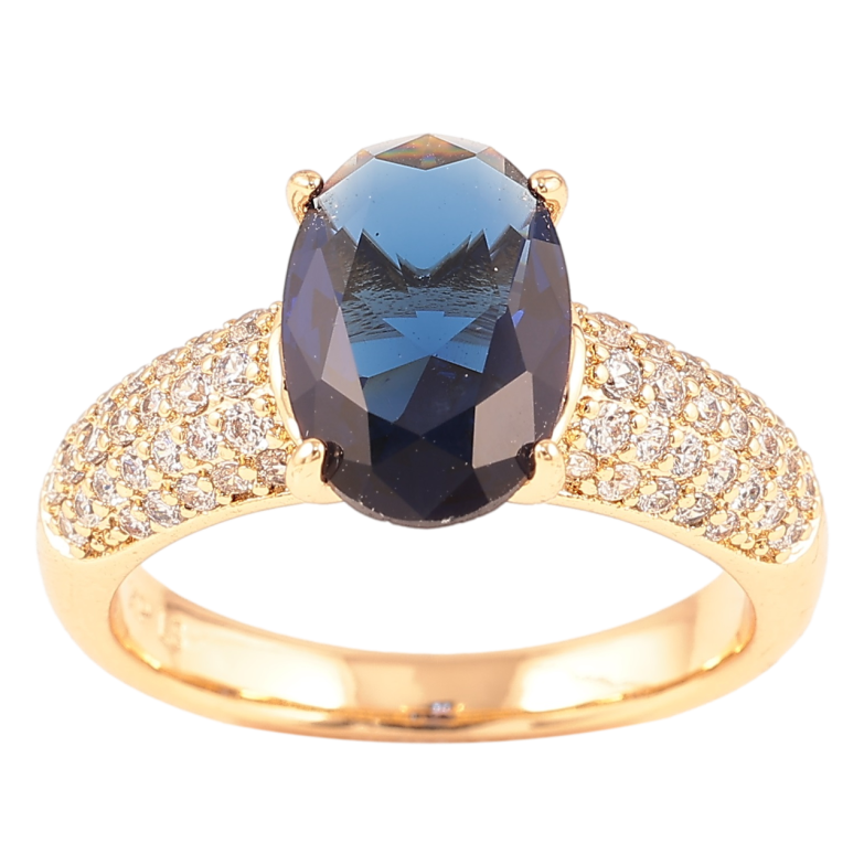 Кольцо Xuping Позолота 18K Инкрустация цирконием с синим фианитом фото №1
