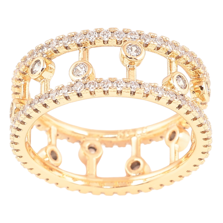 Каблучка Xuping Позолота 18K «Інкрустація цирконієм, шир. 8мм» фото №1