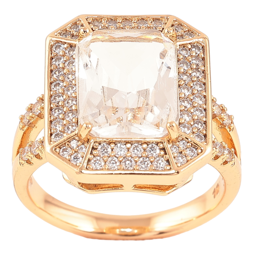 Перстень Xuping Позолота 18K «Фіаніт в обрамленні цирконію» фото №1