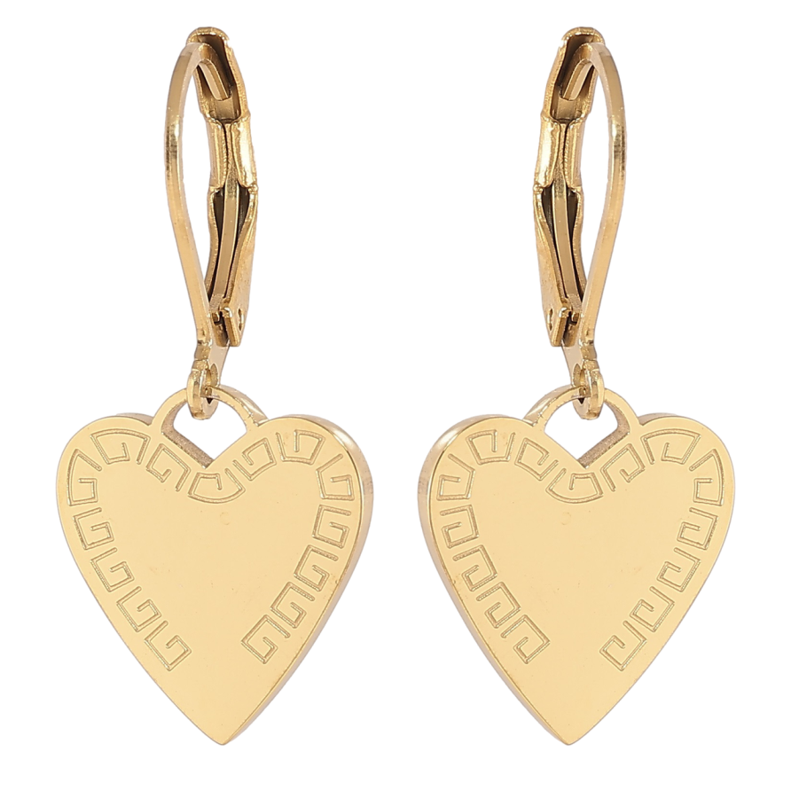 Серьги Xuping TTM Stainless Steel цвет 14К французский замок Сердечки с узором фото №1