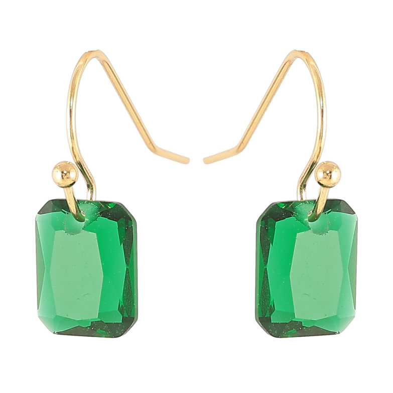 Сережки Xuping TTM Stainless Steel колір 14К французький замок «Зелені кришталеві підвіски» фото №1 Сережки Xuping TTM Stainless Steel колір 14К французький замок «Зелені кришталеві підвіски» фото №1