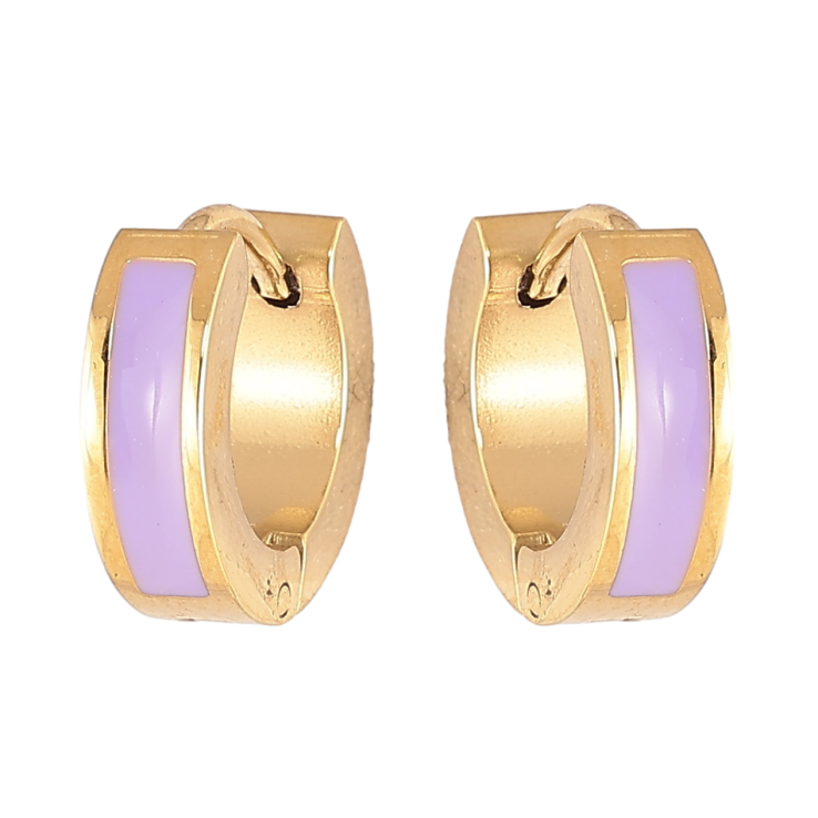 Серьги Xuping TTM Stainless Steel цвет 14К колечки Узор сиреневой эмалью фото №18