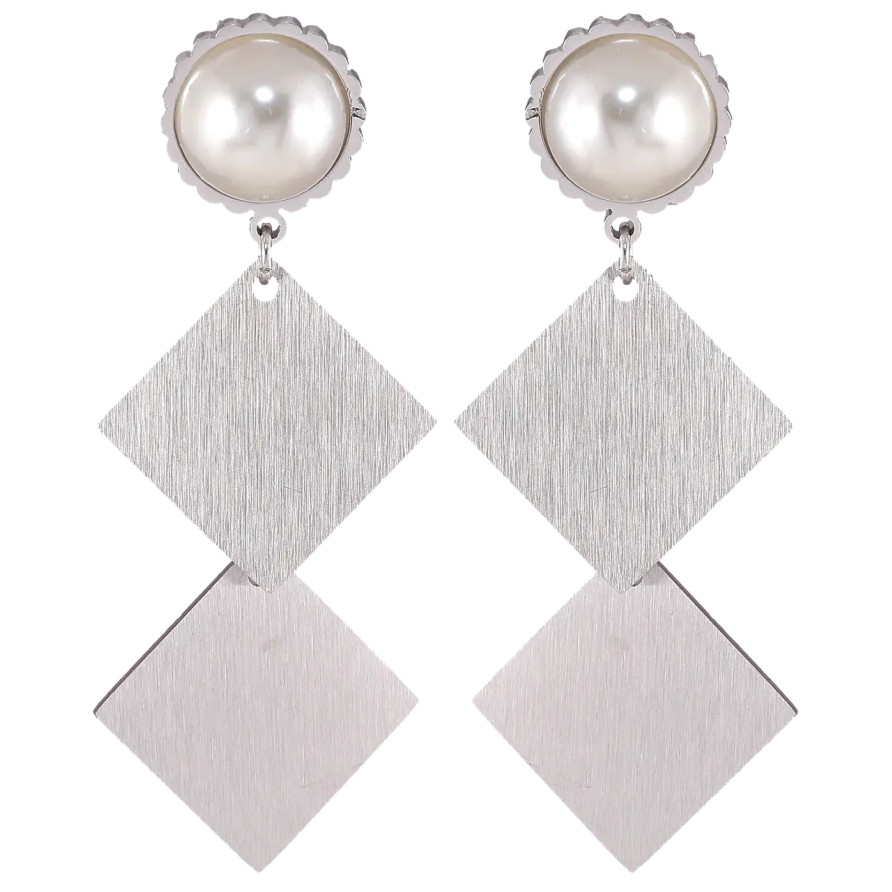 Сережки Xuping TTM Stainless Steel колір Родій пусети «Ромбові підвіски» фото №1