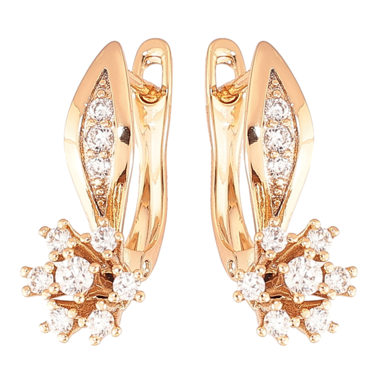 Серьги Xuping Позолота 18K английский замок Цветочки с цирконием фото №21