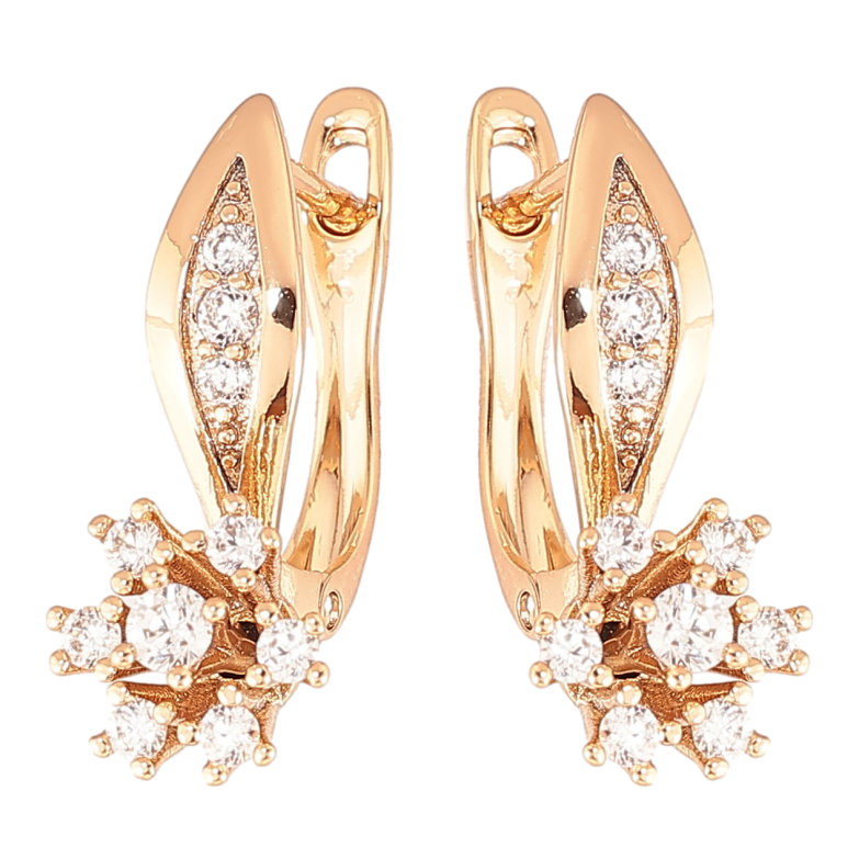 Сережки Xuping Позолота 18K англійський замок «Квіточки з цирконієм» фото №2