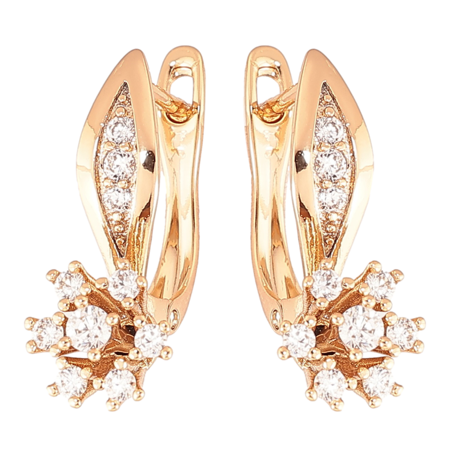 Серьги Xuping Позолота 18K английский замок Цветочки с цирконием фото №1
