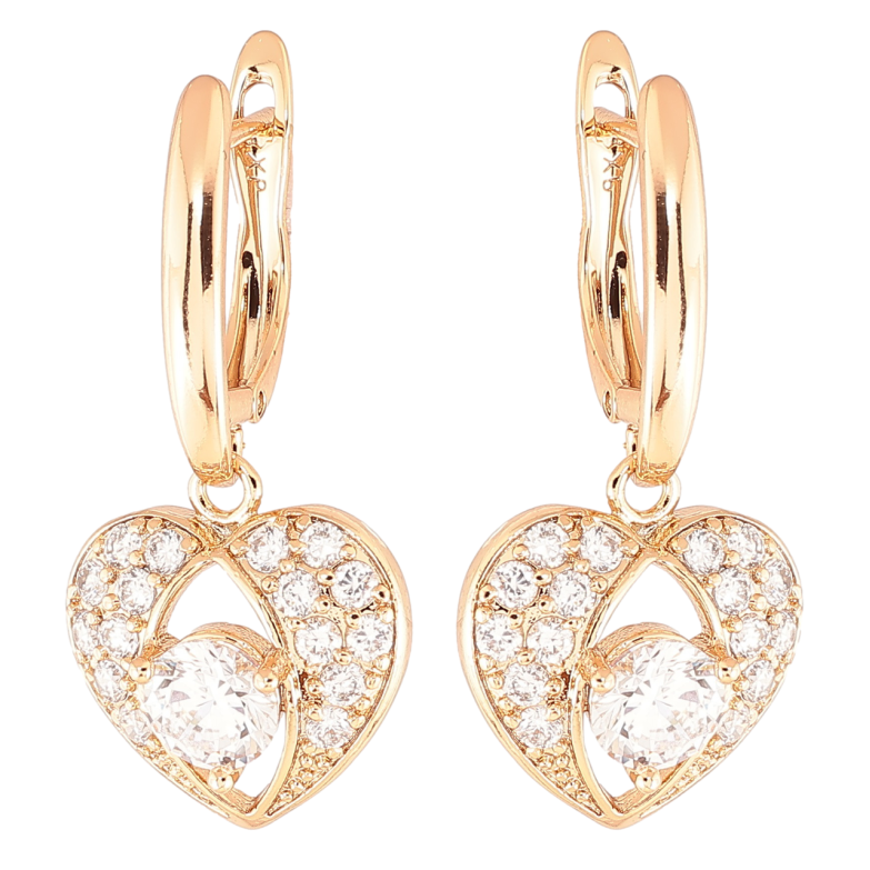 Сережки Xuping Позолота 18K англійський замок «Великі сердечка з інкрустацією цирконієм» фото №1 Сережки Xuping Позолота 18K англійський замок «Великі сердечка з інкрустацією цирконієм» фото №1