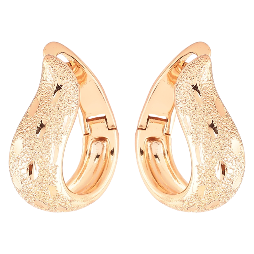 Серьги Xuping Позолота 18K английский замок Узор шагренью с насечками фото №1 Серьги Xuping Позолота 18K английский замок Узор шагренью с насечками фото №1