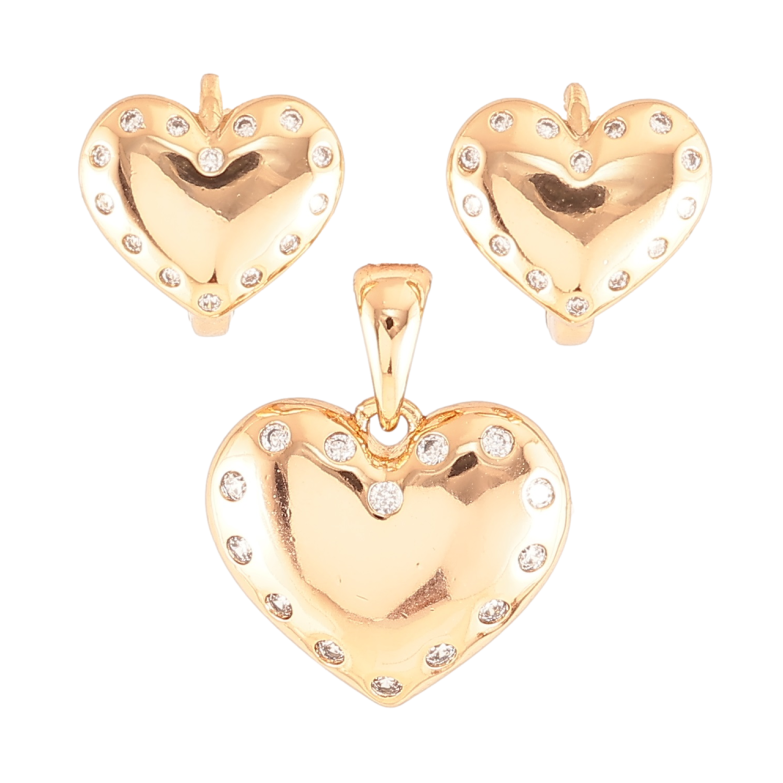 Набір Xuping Позолота 18K Сережки Кулон «Сердечка з цирконієм» фото №1
