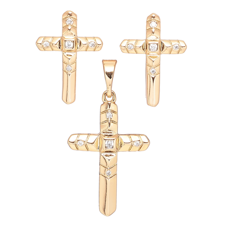 Набор Xuping Позолота 18K Серьги Кулон Крестики с цирконием фото №1