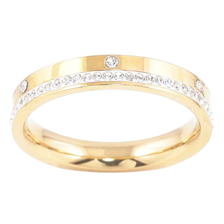 Каблучка Xuping TTM Stainless Steel Колір 14К «Доріжка цирконію, шир. 3.5мм» фото №1